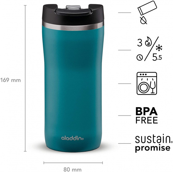 thermosbeker Mocca Leak-Lock RVS 350 ml blauw - Afbeelding 4