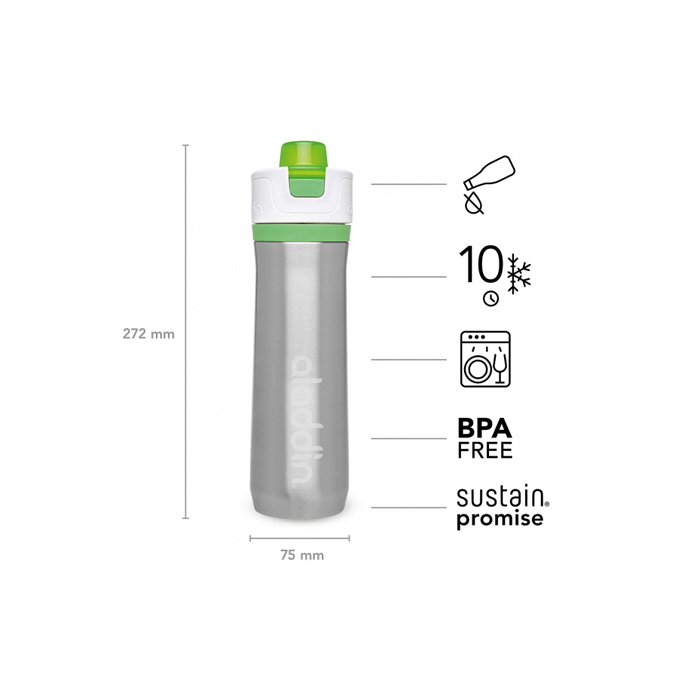 waterfles Active Hydration RVS 600 ml zilver/groen - Afbeelding 4