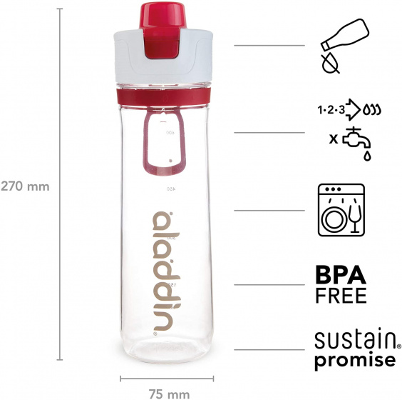 waterfles Active Hydration Tracker 800 ml rood - Afbeelding 4