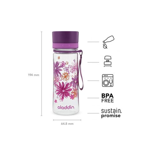 waterfles Aveo 19,4 cm 350 ml paars/oranje - Afbeelding 4
