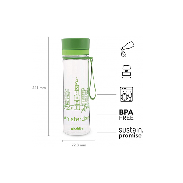 waterfles Aveo Amsterdam 24 cm 600 ml groen - Afbeelding 4