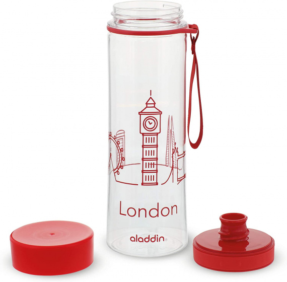 waterfles Aveo Londen 24 cm 600 ml rood - Afbeelding 2