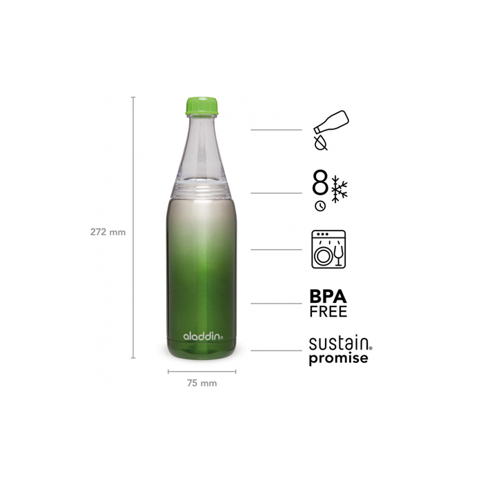 waterfles Fresco Twist & Go 27 cm RVS 600 ml groen - Afbeelding 4