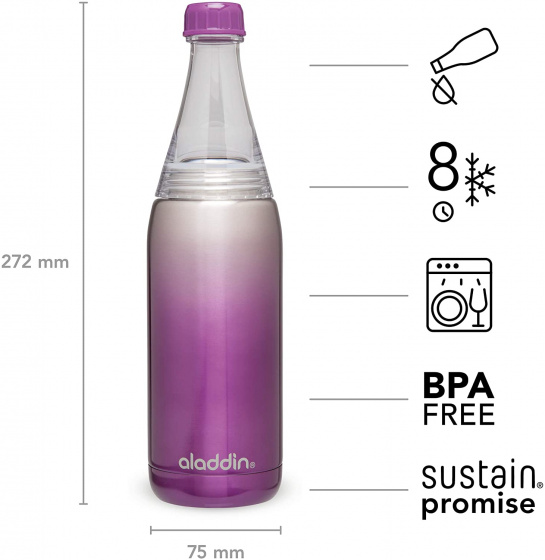 waterfles Fresco Twist & Go 27 cm RVS 600 ml paars - Afbeelding 4