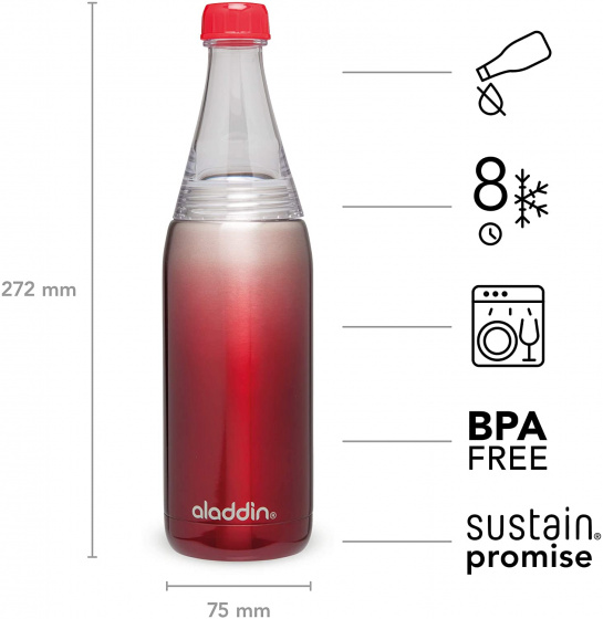 waterfles Fresco Twist & Go 27 cm RVS 600 ml rood - Afbeelding 4