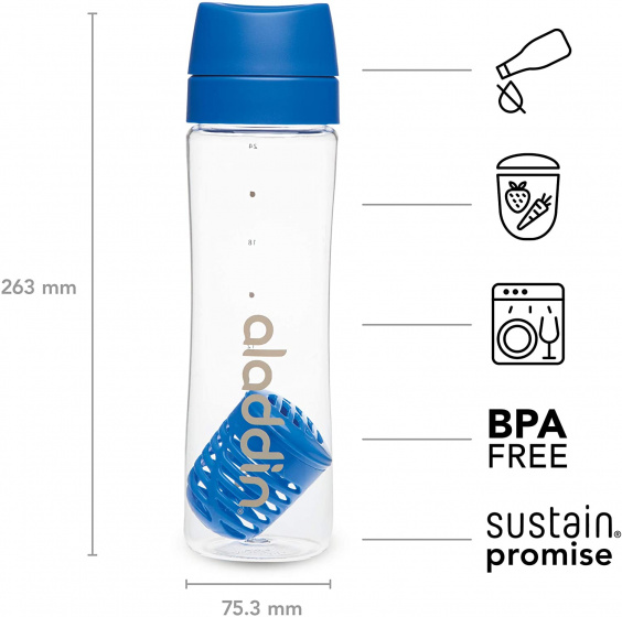 waterfles Infuse 700 ml polypropyleen 26 cm blauw - Afbeelding 4