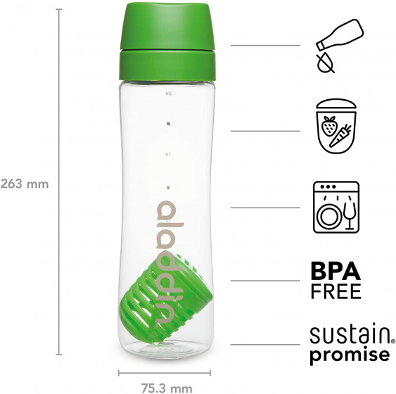 waterfles Infuse 700 ml polypropyleen 26 cm groen - Afbeelding 4