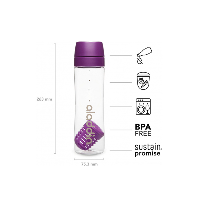 waterfles Infuse 700 ml polypropyleen 26 cm paars - Afbeelding 4