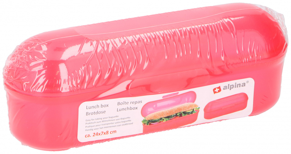 lunchbox baguette 24 x 7 x 8 cm polypropeen rood - Afbeelding 2
