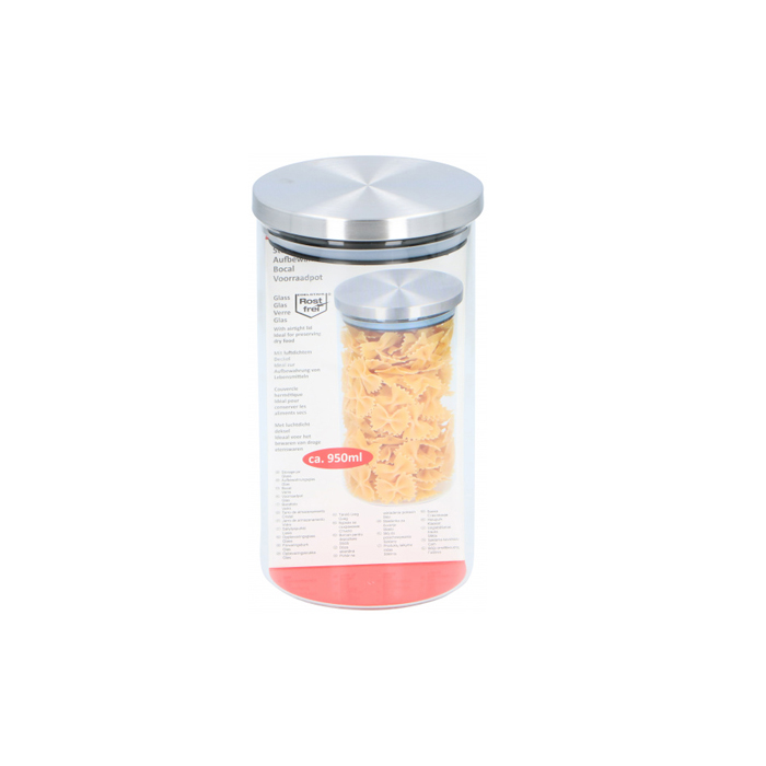 voorraadpot 0,95 liter zilver/transparant glas - Afbeelding 2