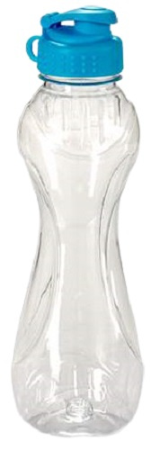 drinkfles 8 x 25 cm blauw/transparant 1 liter