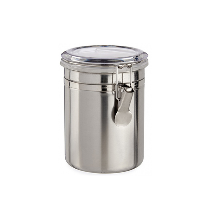 voorraadpot 850 ml RVS 12,5 x 10 cm zilver