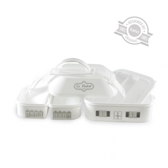 broodtrommel Le Bistrot 19 x 14 cm polypropyleen wit - Afbeelding 2