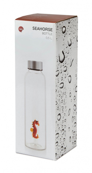 drinkfles Sea Horse 500 ml 23 cm glas/RVS transparant - Afbeelding 2