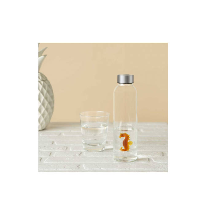 drinkfles Sea Horse 500 ml 23 cm glas/RVS transparant - Afbeelding 3