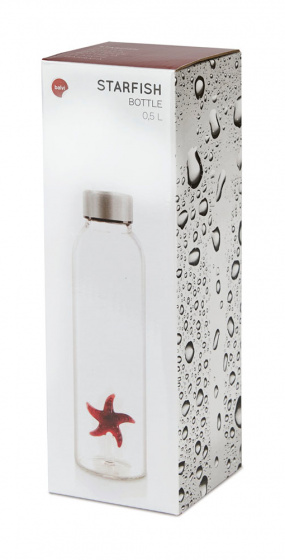 drinkfles Star 500 ml 23 cm glas/RVS transparant - Afbeelding 2