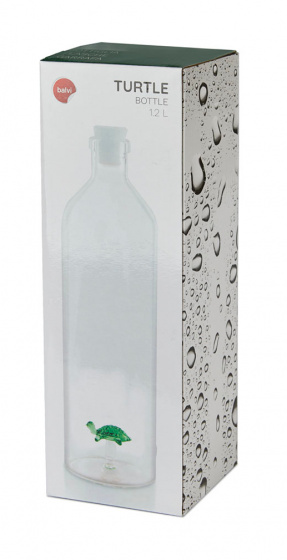 drinkfles Turtle 1,2 liter 30 cm glas/RVS transparant - Afbeelding 2