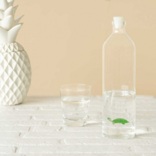 drinkfles Turtle 1,2 liter 30 cm glas/RVS transparant - Afbeelding 3