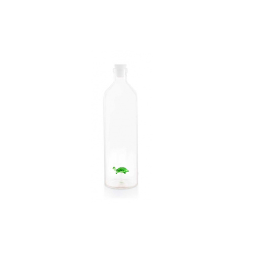 drinkfles Turtle 1,2 liter 30 cm glas/RVS transparant