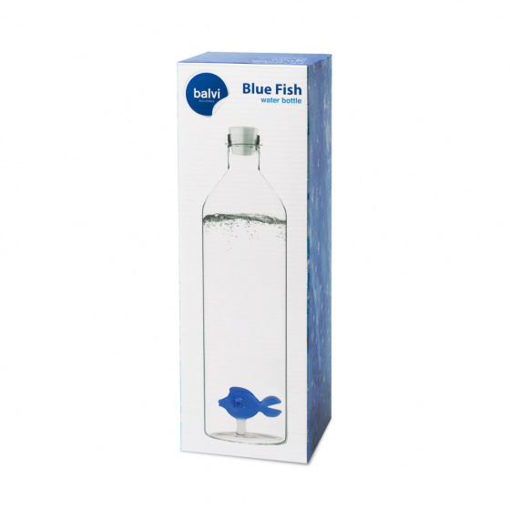 waterfles Blue Fish 1,2 liter 30 cm glas/siliconen - Afbeelding 2