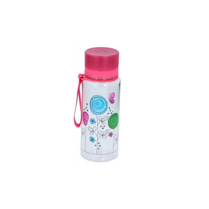 drinkfles 550 ml transparant/roze