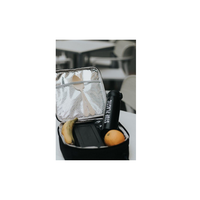 lunchbox Thank You 22,5 x 24,5 cm polyester zwart - Afbeelding 3