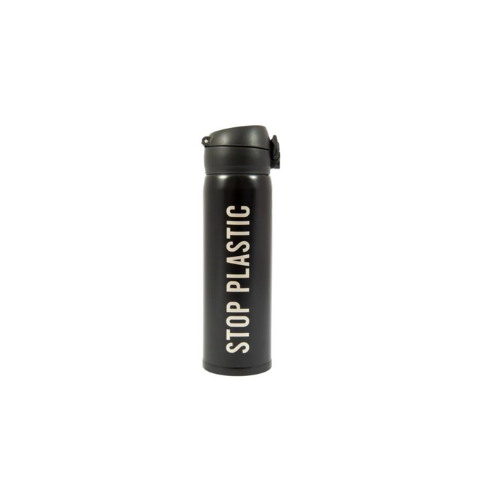 thermosbeker Stop Plastic 6,5 x 21,5 cm RVS 500 ml zwart