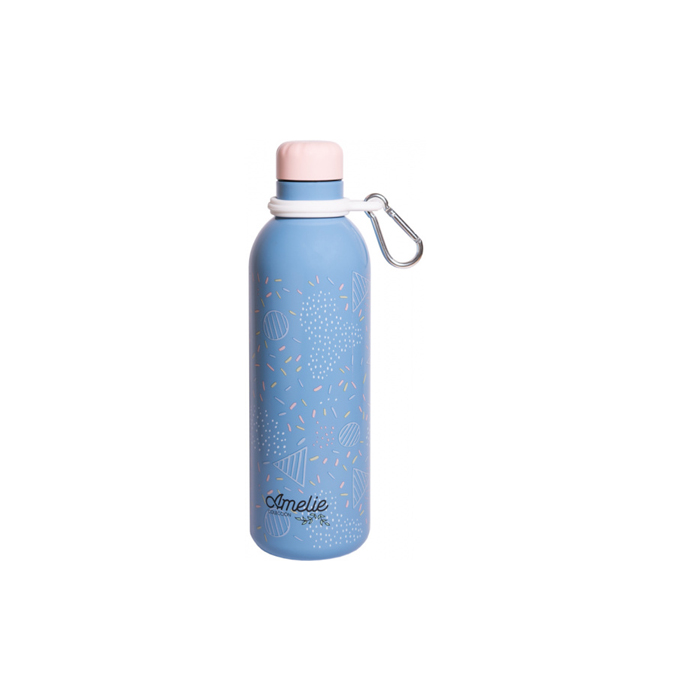 drinkfles Amelie 500 ml 7 x 25 cm RVS blauw