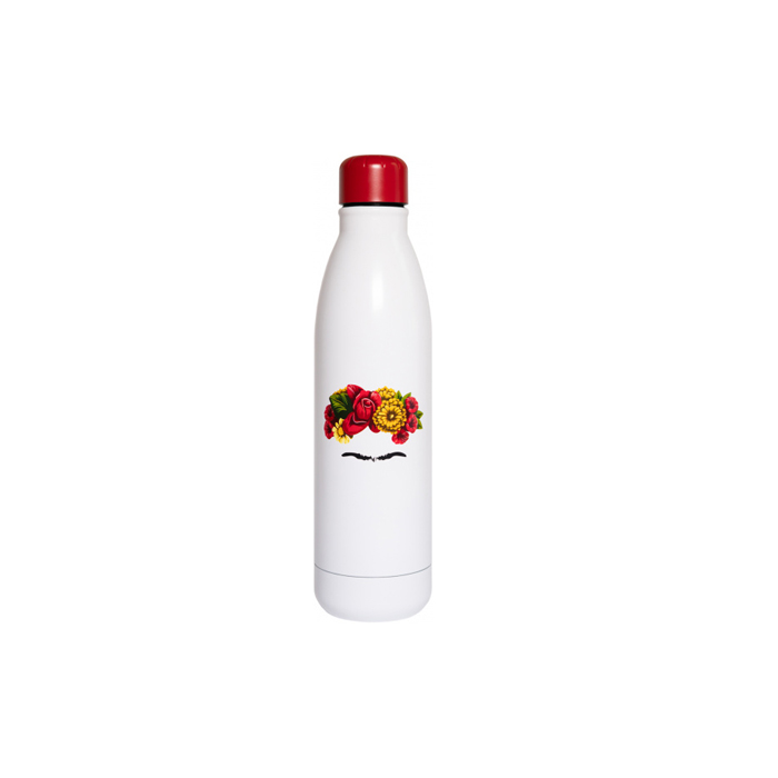 drinkfles Frida Kahlo 500 ml 7 x 25 cm RVS wit
