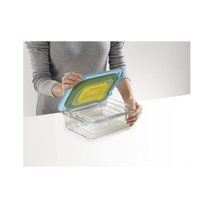 vershoudbakjes Nest 27,5 x 21 cm glas 4 stuks - Afbeelding 3