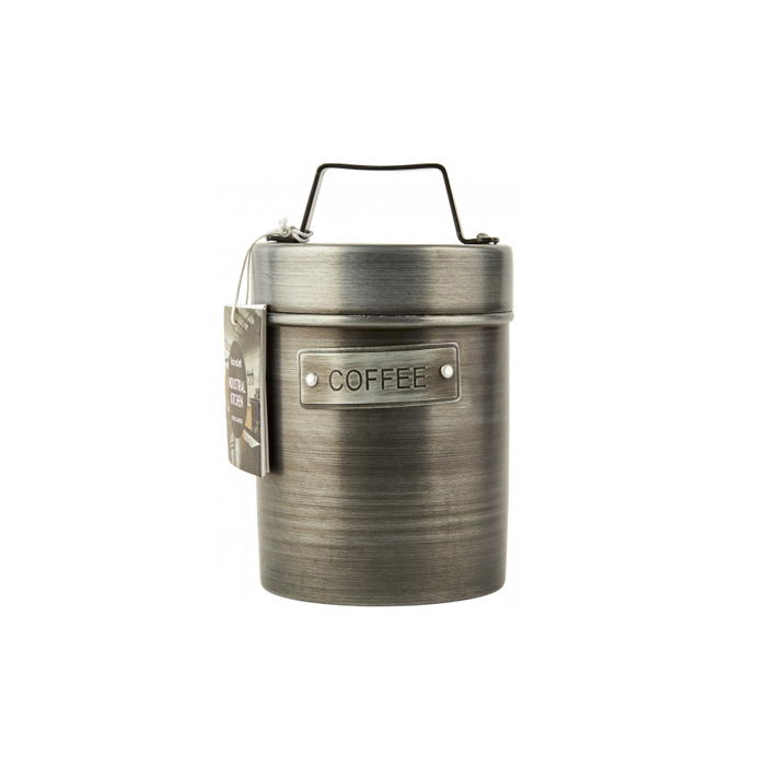 koffiebus 1 liter 17 x 10 cm staal grijs