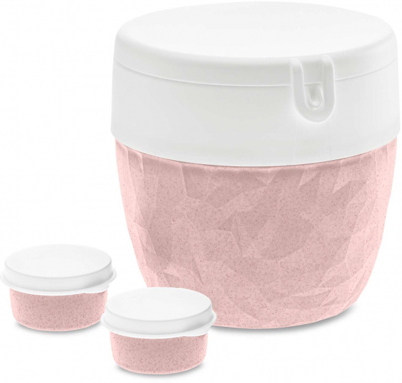 bentobox Club 13,5 x 14,2 x 10,8 cm roze 3-delig - Afbeelding 2