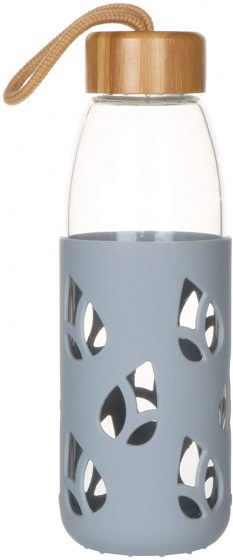 drinkfles Hydration 550 ml bamboe/glas grijs