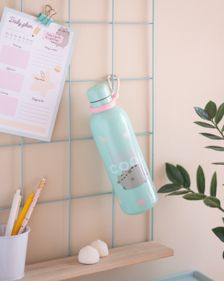 drinkfles Pusheen 500 ml 7 x 25 cm RVS lichtblauw - Afbeelding 4