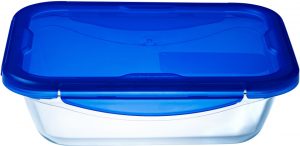 vershoudbakje Cook & Go 800 ml glas transparant/blauw