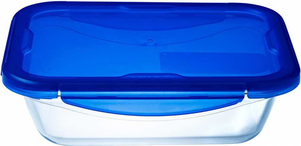 vershoudbakje Cook & Go 800 ml glas transparant/blauw