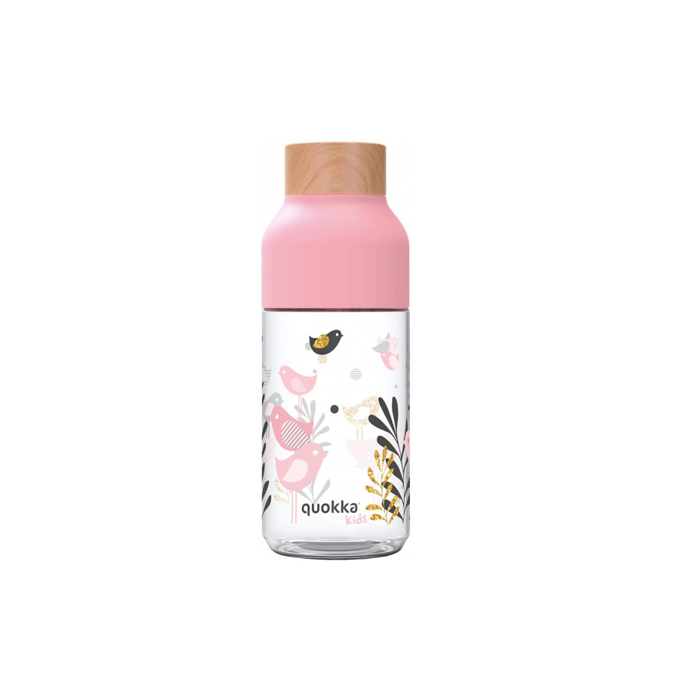drinkfles Tritan Ice Birds 570 ml roze/transparant