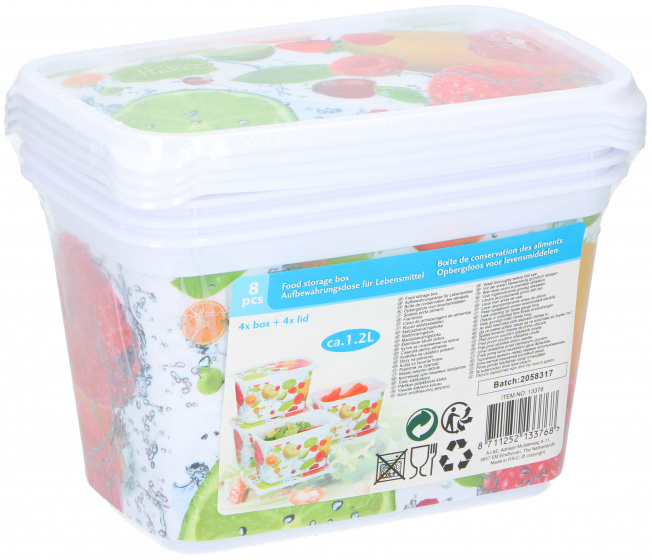 vershoudbak 1,2 liter polypropeen wit 4 stuks - Afbeelding 2
