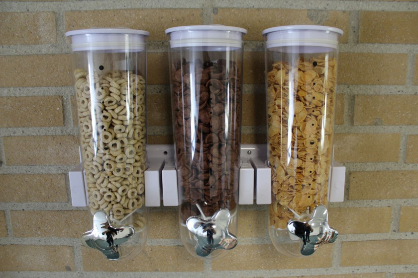 Drievoudige Cornflakes Dispenser wit