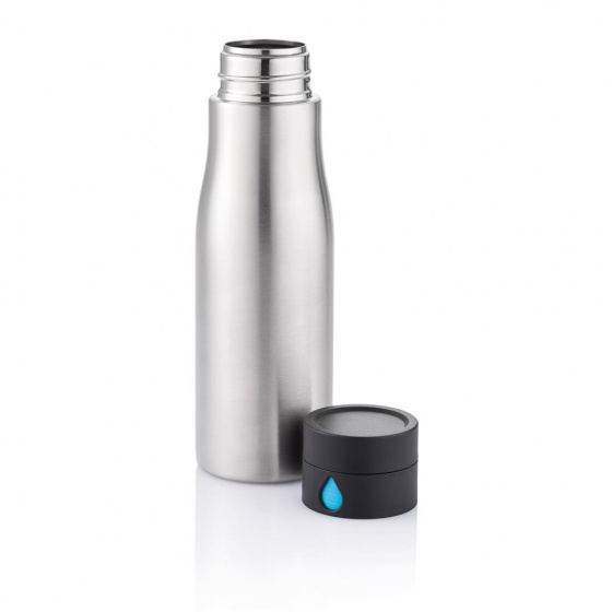 drinkfles 21 cm 0,65 liter RVS zilver - Afbeelding 2