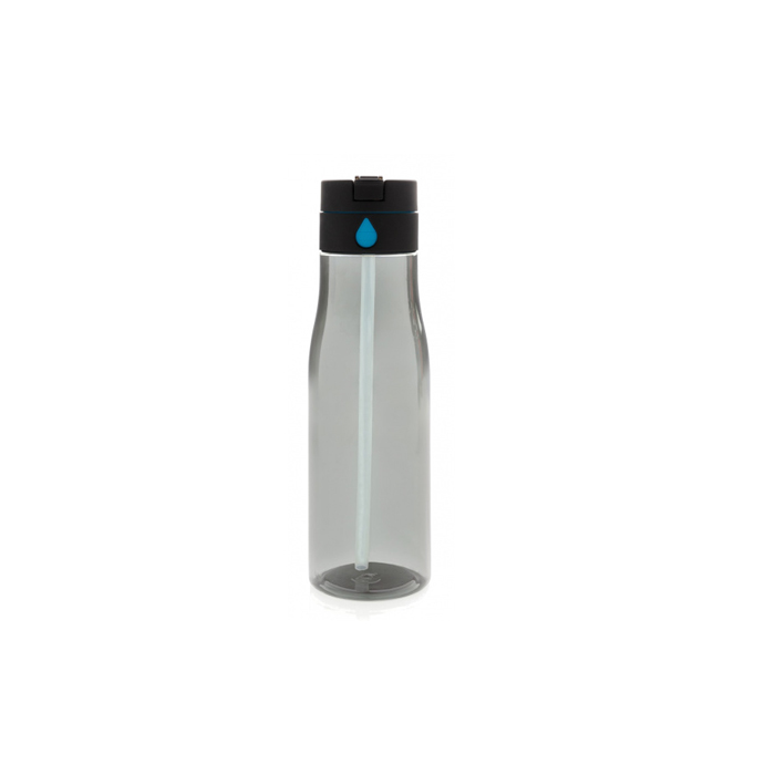 sportfles Aqua 600 ml siliconen transparant/grijs - Afbeelding 2